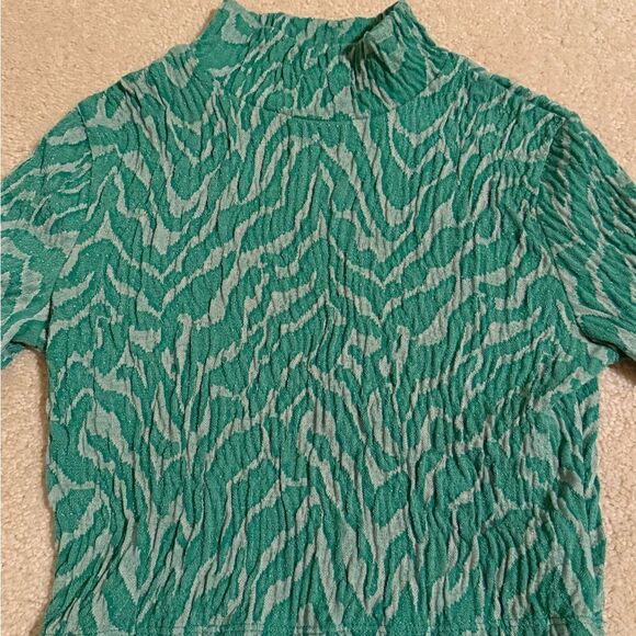 NWOT ZARA Jacquard Ruched Green Zebra Cropped Turtleneck and Skirt Set - Picture 16 of 16